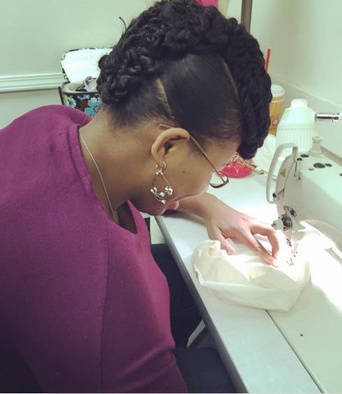 Garment construction work in progress at Le Fashion Lab, Atlanta